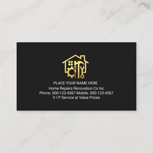 Gold Handyman Tools Home Landscape 名刺 (裏面)