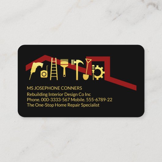 Gold Handyman Tools Home Repairs 名刺 (裏面)
