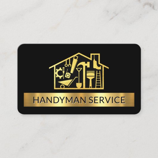 Gold Handyman Tools Home Stripe 名刺 (正面)