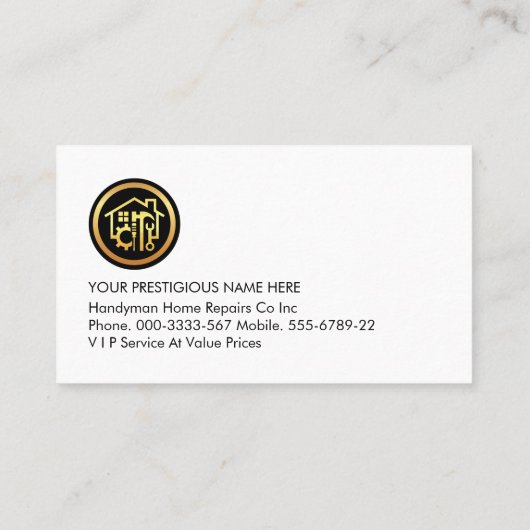 Gold Handyman Tools Icon 名刺 (裏面)