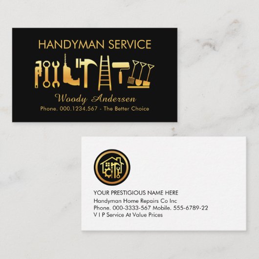 Gold Handyman Tools Icon 名刺 (正面/裏面)