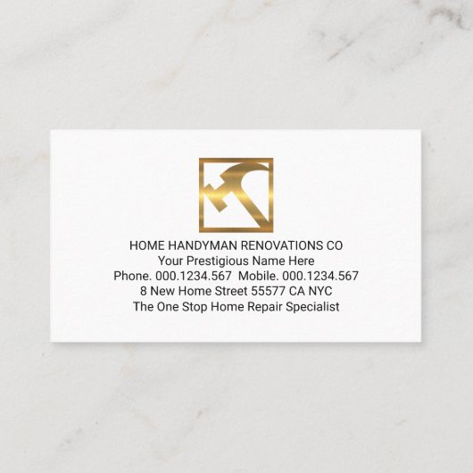 Gold Handyman Tools Icon 名刺 (裏面)