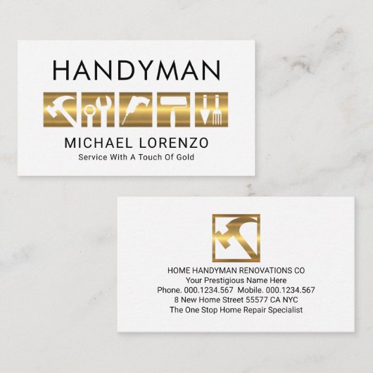 Gold Handyman Tools Icon 名刺 (正面/裏面)