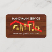 Gold Handyman Tools Icon On Wood Panel 名刺 (正面)