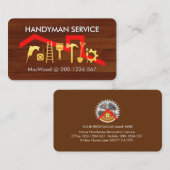 Gold Handyman Tools Icon On Wood Panel 名刺 (正面/裏面)