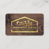 Gold Handyman Tools In Building Frame 名刺 (正面)