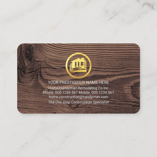 Gold Handyman Tools In Building Frame 名刺 (裏面)