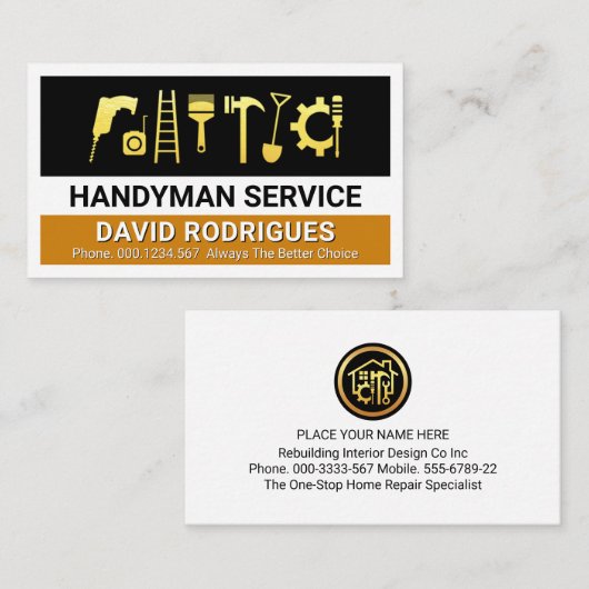 Gold Handyman Tools Layers 名刺 (正面/裏面)
