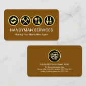 Gold Handyman Tools On Brown Layer 名刺 (正面/裏面)