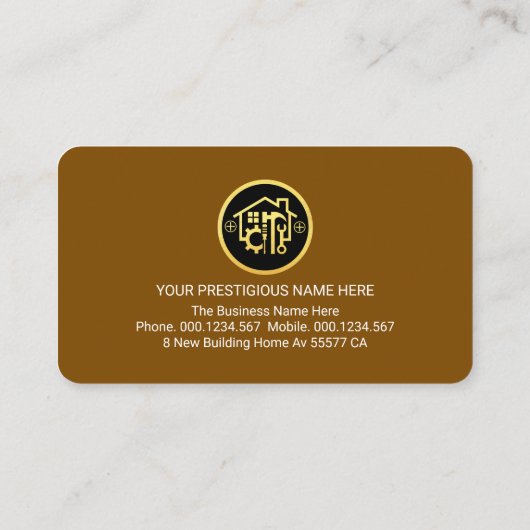 Gold Handyman Tools On Brown Layer 名刺 (裏面)