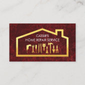 Gold Handyman Tools On Building Frame 名刺 (正面)