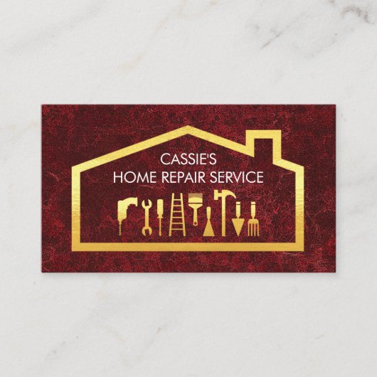 Gold Handyman Tools On Building Frame 名刺 (正面)