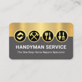 Gold Handyman Tools On Gold Grey Layers 名刺 (正面)