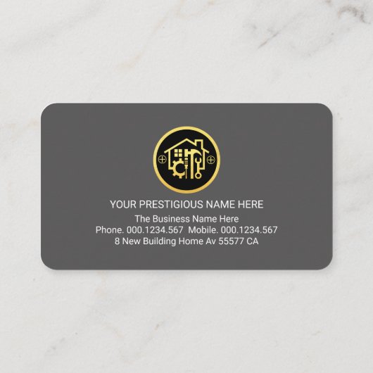 Gold Handyman Tools On Gold Grey Layers 名刺 (裏面)