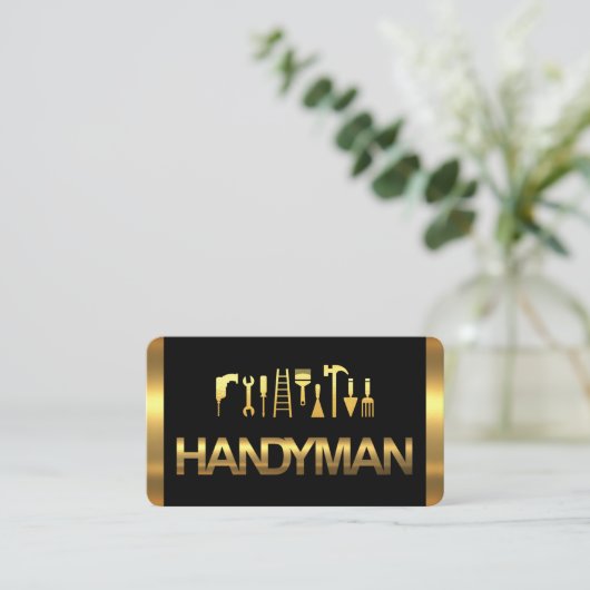 Gold Handyman Tools On Gold Layers 名刺 (スタンド正面)