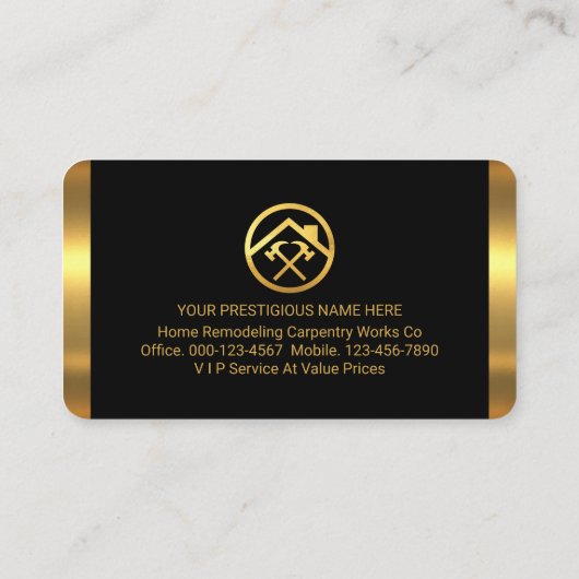 Gold Handyman Tools On Gold Layers 名刺 (裏面)