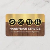 Gold Handyman Tools On Gold Timber Layers 名刺 (正面)