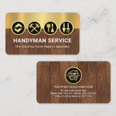 Gold Handyman Tools On Gold Timber Layers 名刺 (正面/裏面)
