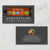Gold Handyman Tools On Plaque Brick Wall  名刺 (正面/裏面)