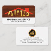 Gold Handyman Tools On Rooftop Wood Panel 名刺 (正面/裏面)