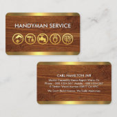 Gold Handyman Tools On Timber Wood 名刺 (正面/裏面)