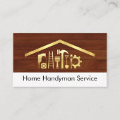 Gold Handyman Tools On Wood Panel 名刺 (正面)