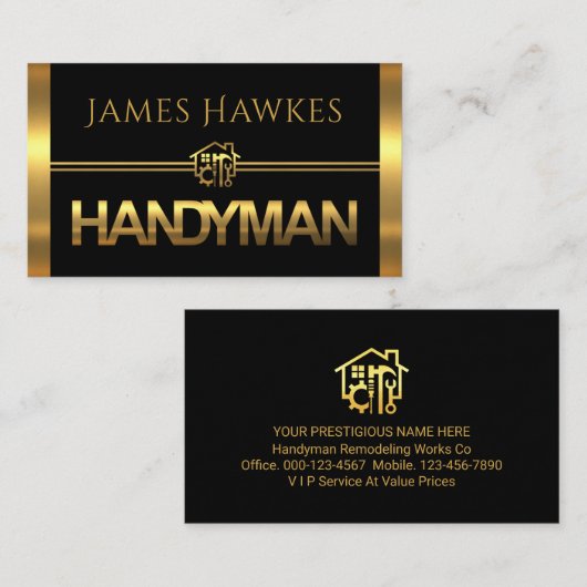Gold Handyman Tools Panels 名刺 (正面/裏面)