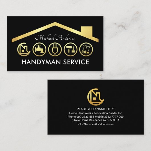 Gold Handyman Tools Roof 名刺 (正面/裏面)