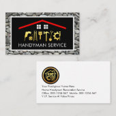 Gold Handyman Tools Roof Frame On Rocks 名刺 (正面/裏面)
