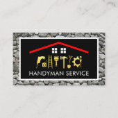 Gold Handyman Tools Roof Frame On Rocks 名刺 (正面)