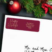 Gold Happy Holidays Cranberry Return Address ラベル