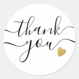 Gold Heart Black And White Thank You   ラウンドシール