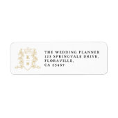 Gold heart crown monogram wedding return label ラベル (正面)