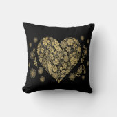 Gold Heart Decorative Pillow – Elegant & Romantic  クッション (正面)