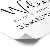 Gold Heart Happily Ever After Wedding Welcome Sign ポスター (角)