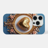 Gold Heart Luxe ✨ Pearl Bead Elegant Romantic iPhoneケース (裏面横)