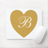 Gold Heart Monogram Mousepad マウスパッド (マウス)