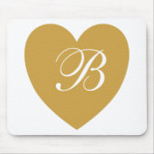 Gold Heart Monogram Mousepad マウスパッド (正面)