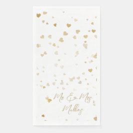 Gold Heart “Mr & Mrs” Wedding Napkins