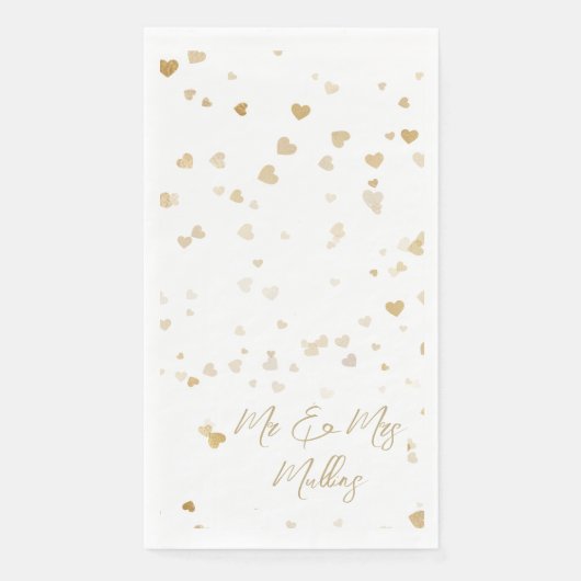 Gold Heart “Mr & Mrs” Wedding Napkins (正面)