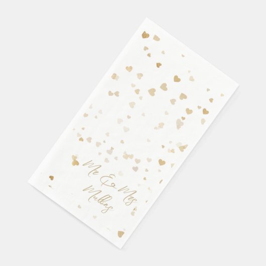 Gold Heart “Mr & Mrs” Wedding Napkins (コーナー)