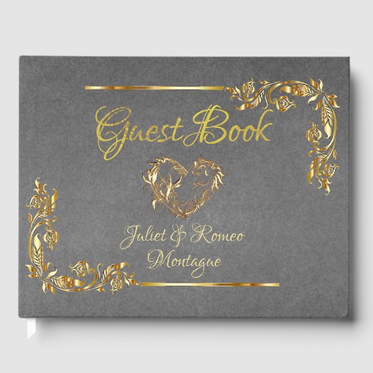  Gold Heart on Grey with Gold Border ゲストブック (正面)