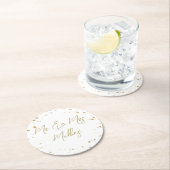 Gold Heart Wedding Coaster ラウンドペーパーコースター (インサイチュ)