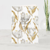 Gold Hearts Balloon Mom (mother's day) Tulips カード (正面)