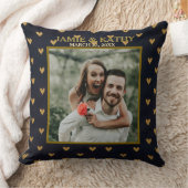 Gold Hearts, Black Background Custom Photo & Text クッション (ブランケット)