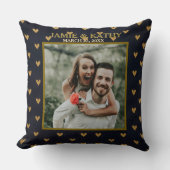 Gold Hearts, Black Background Custom Photo & Text クッション (正面)