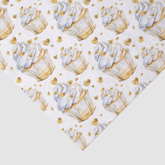 Gold Hearts Cupcakes Birthday 薄葉紙 (詳細)