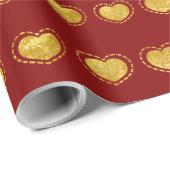 Gold Hearts Love Calligraphy Monogram Wedding ラッピングペーパー (ロールコーナー)