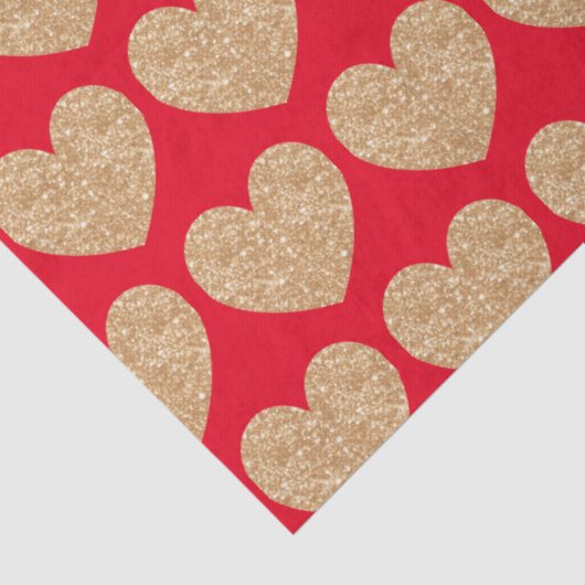Gold Hearts On Red Background 薄葉紙 (詳細)