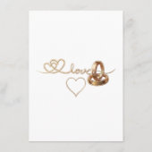 Gold Hearts & Wedding Rings Elegant Invitation エンクロージャーカード (裏面)